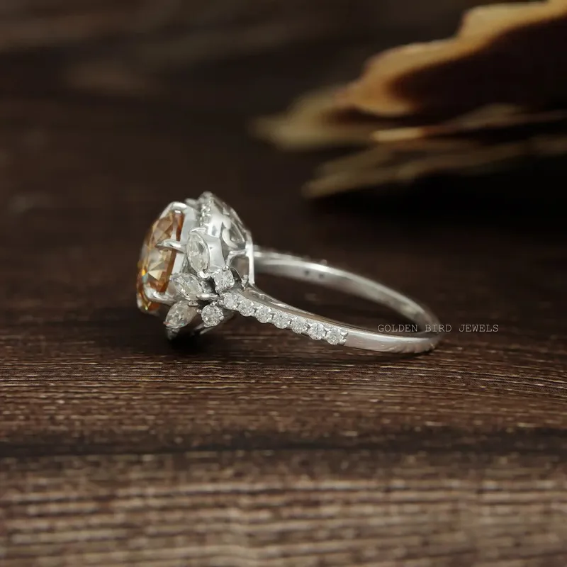 Old European Round Cut Halo Cluster Ring view 7