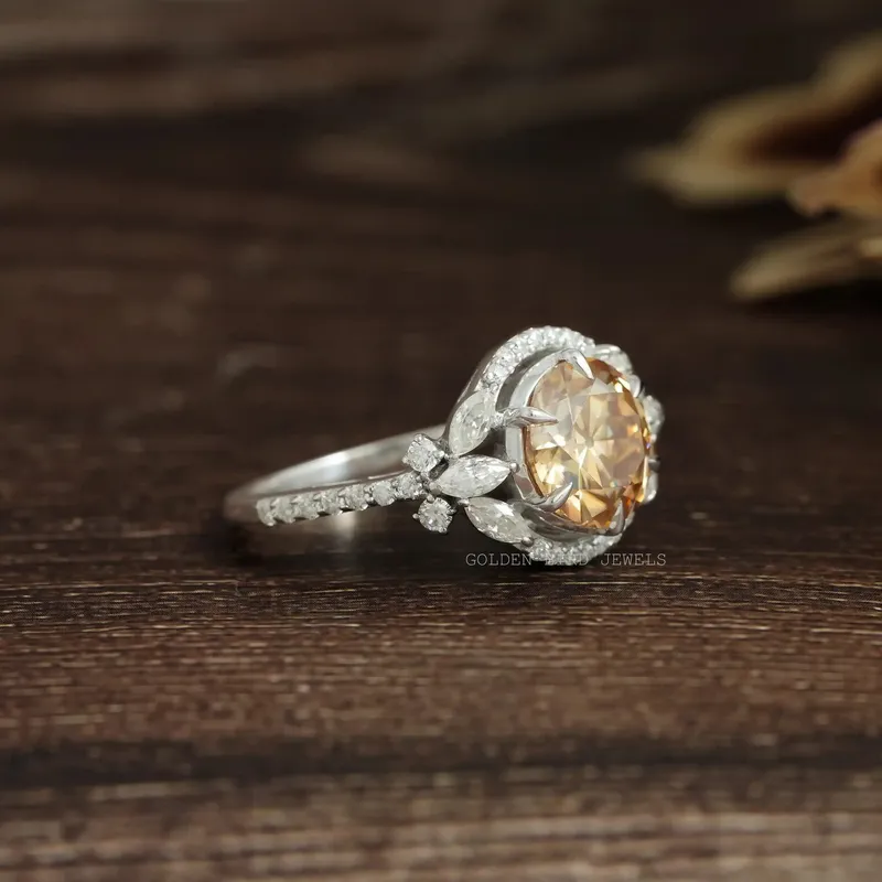 Old European Round Cut Halo Cluster Ring view 5