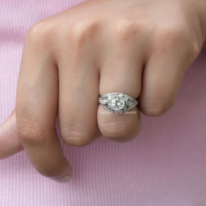 Old European Round Cut Moissanite Anniversary Ring view 4