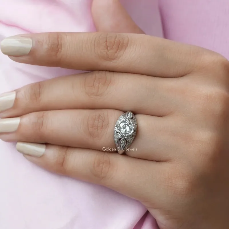 Old European Round Cut Moissanite Anniversary Ring view 5