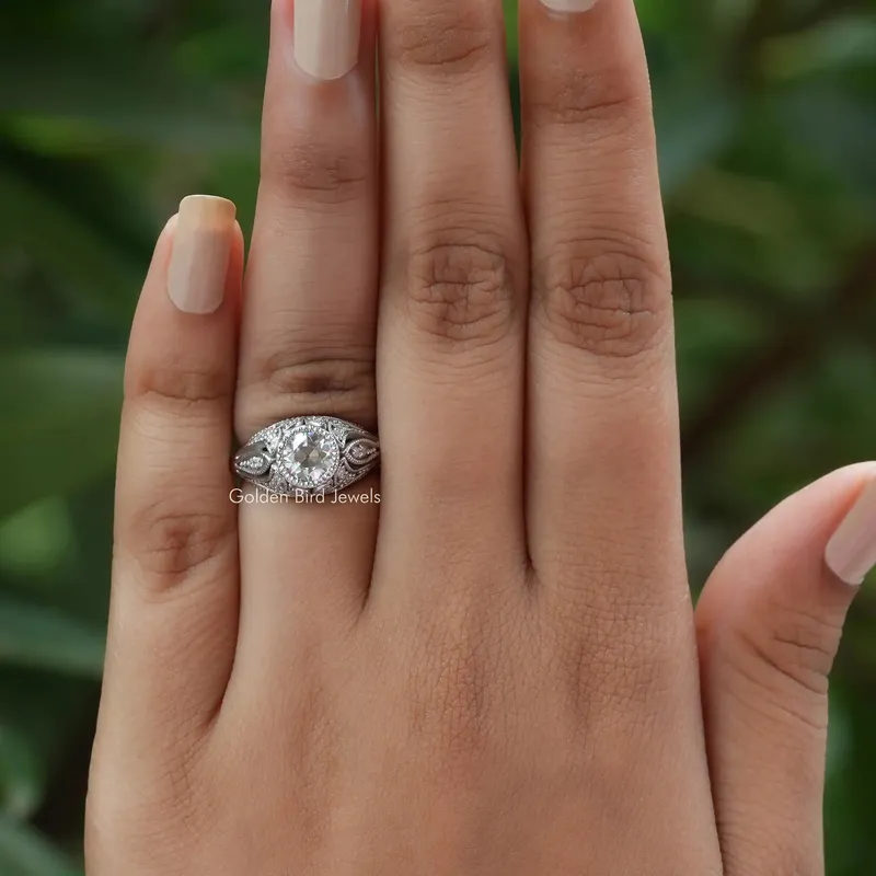 Old European Round Cut Moissanite Anniversary Ring view 3