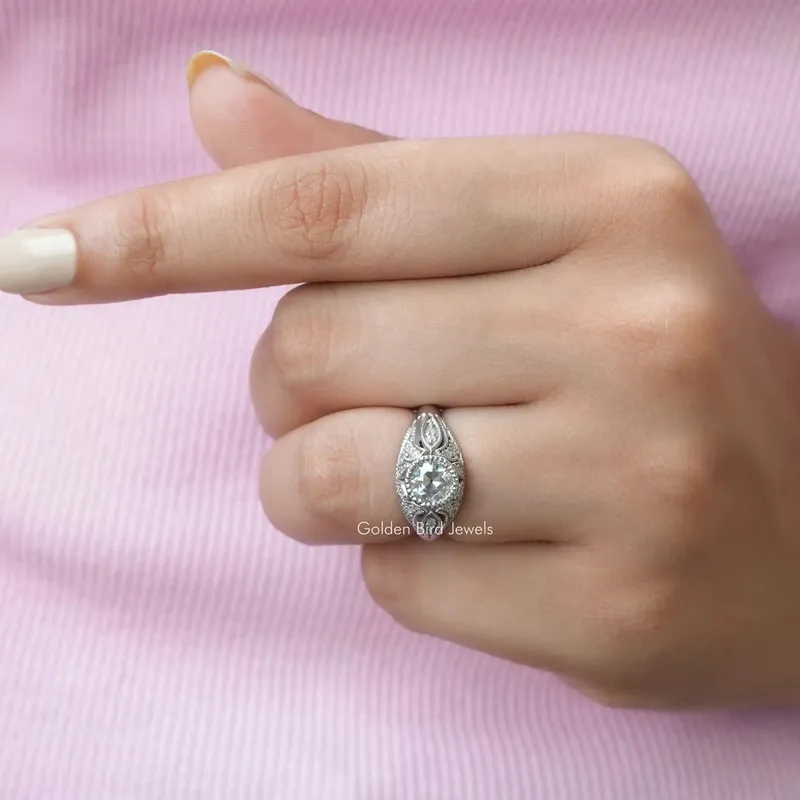 Old European Round Cut Moissanite Anniversary Ring view 2
