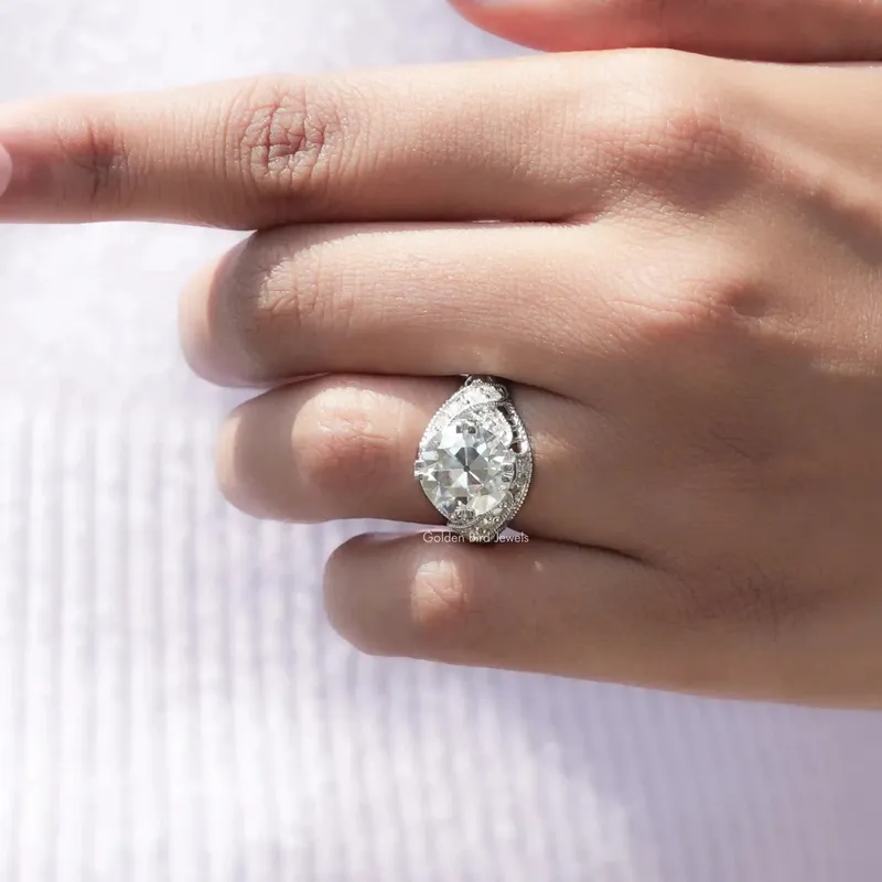 Old European Round Cut Moissanite Art Deco Ring vy 8