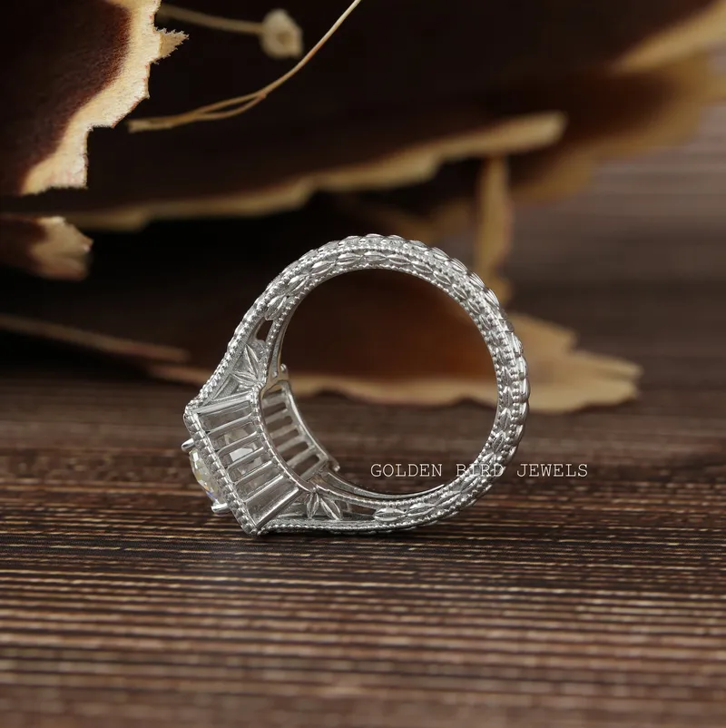 Old European Round Cut Moissanite Engagement Ring vy 10