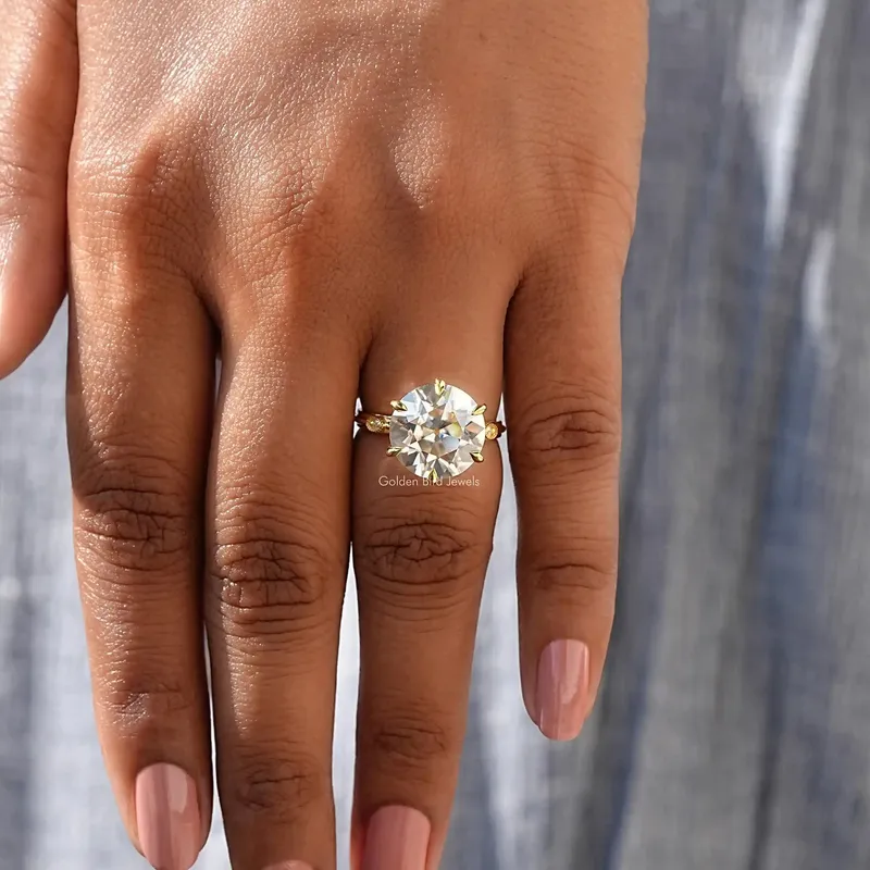 Old European Round Cut Moissanite Engagement Ring vy 7