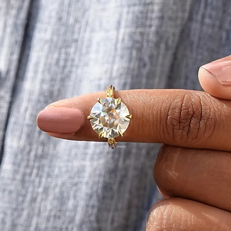 Old European Round Cut Moissanite Engagement Ring vy 8
