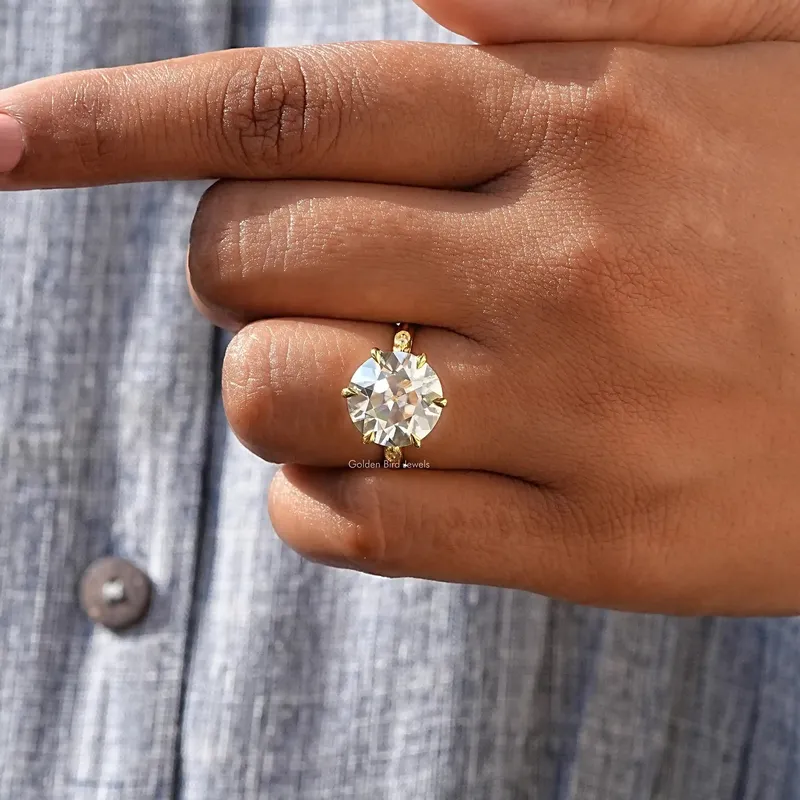 Old European Round Cut Moissanite Engagement Ring vy 6