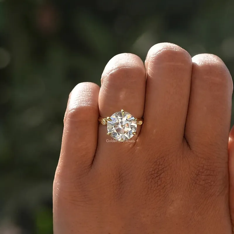 Old European Round Cut Moissanite Engagement Ring vy 5
