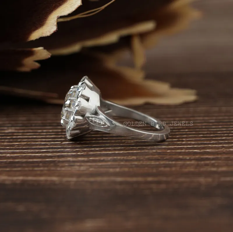 Old European Round Cut Moissanite Halo Ring vy 9