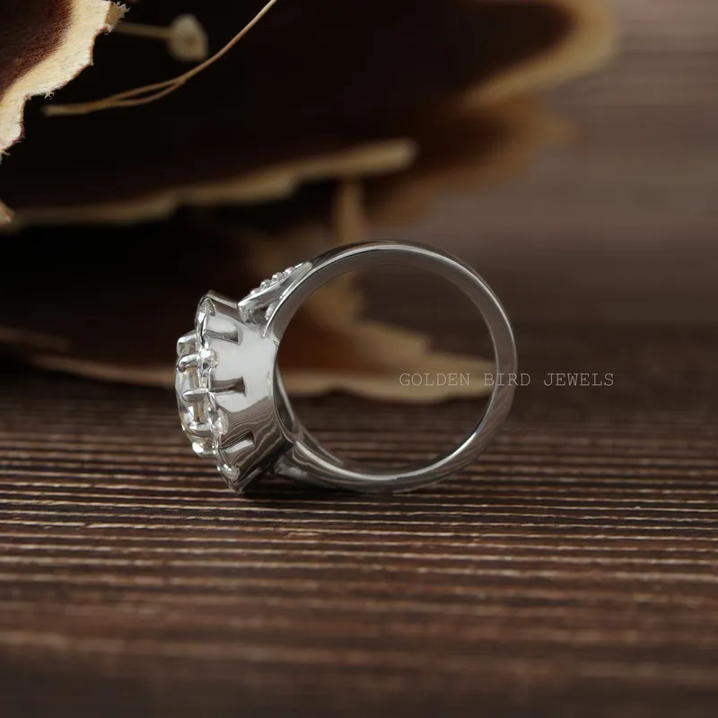 Old European Round Cut Moissanite Halo Ring vy 10