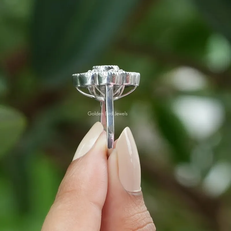 Old European Round Cut Moissanite Halo Ring view 6