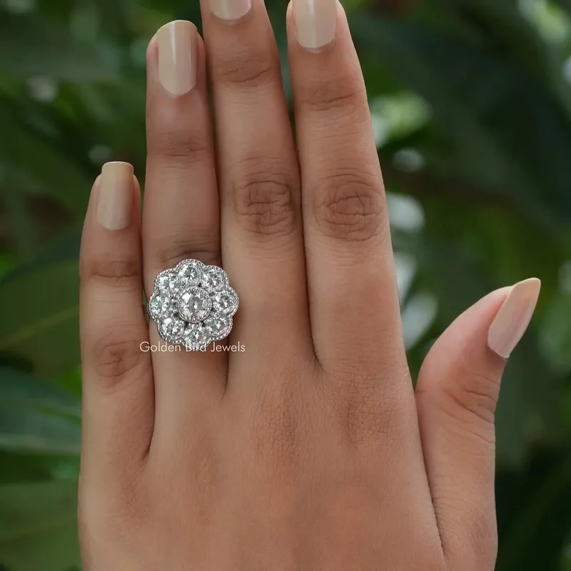 Old European Round Cut Moissanite Halo Ring view 2