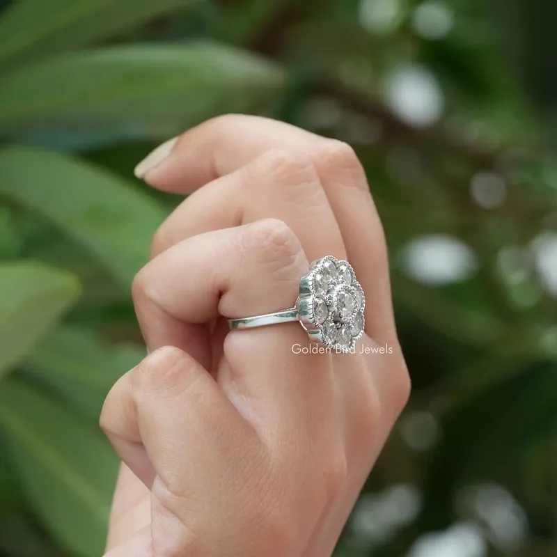 Old European Round Cut Moissanite Halo Ring view 7