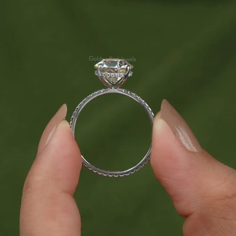 Old European Round Cut Moissanite Hidden Halo Ring view 2