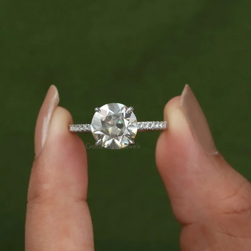 Old European Round Cut Moissanite Hidden Halo Ring engagement ring