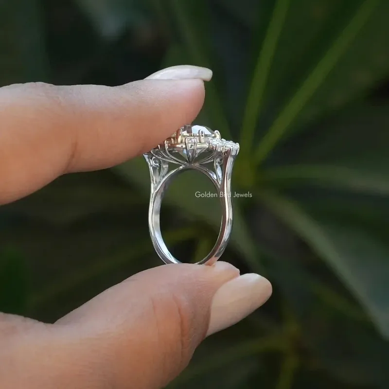 Old European Round Cut Moissanite Proposal Ring vy 8