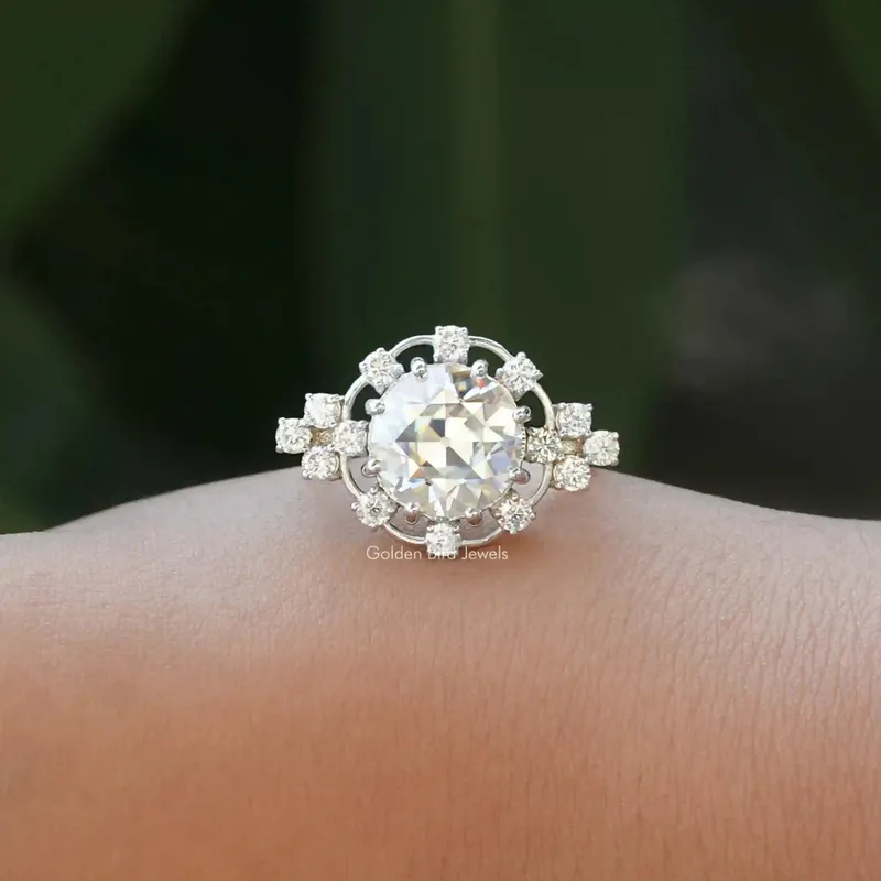 Old European Round Cut Moissanite Proposal Ring vy 3
