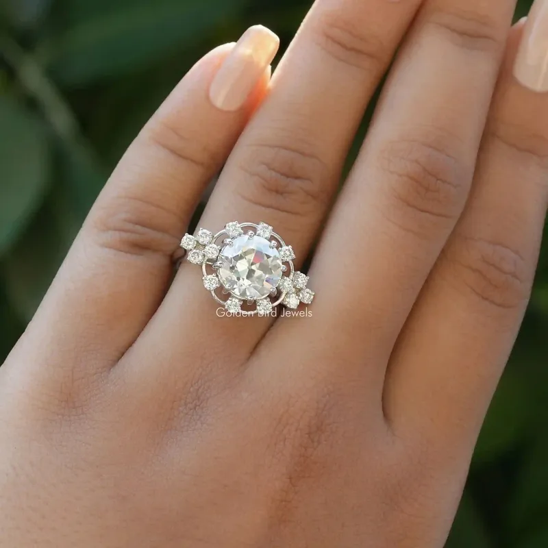 Old European Round Cut Moissanite Proposal Ring vy 5
