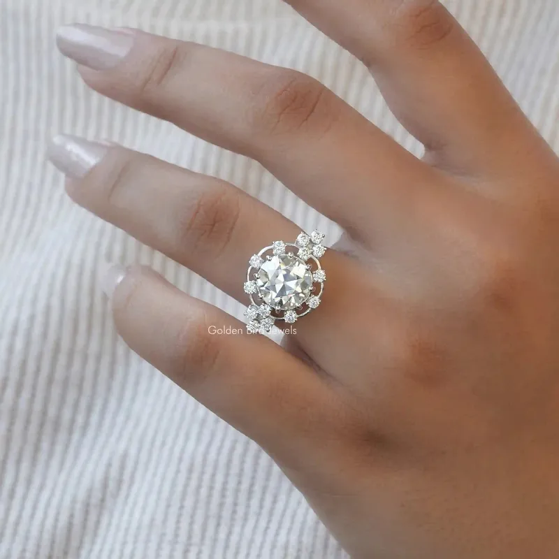 Old European Round Cut Moissanite Proposal Ring vy 4