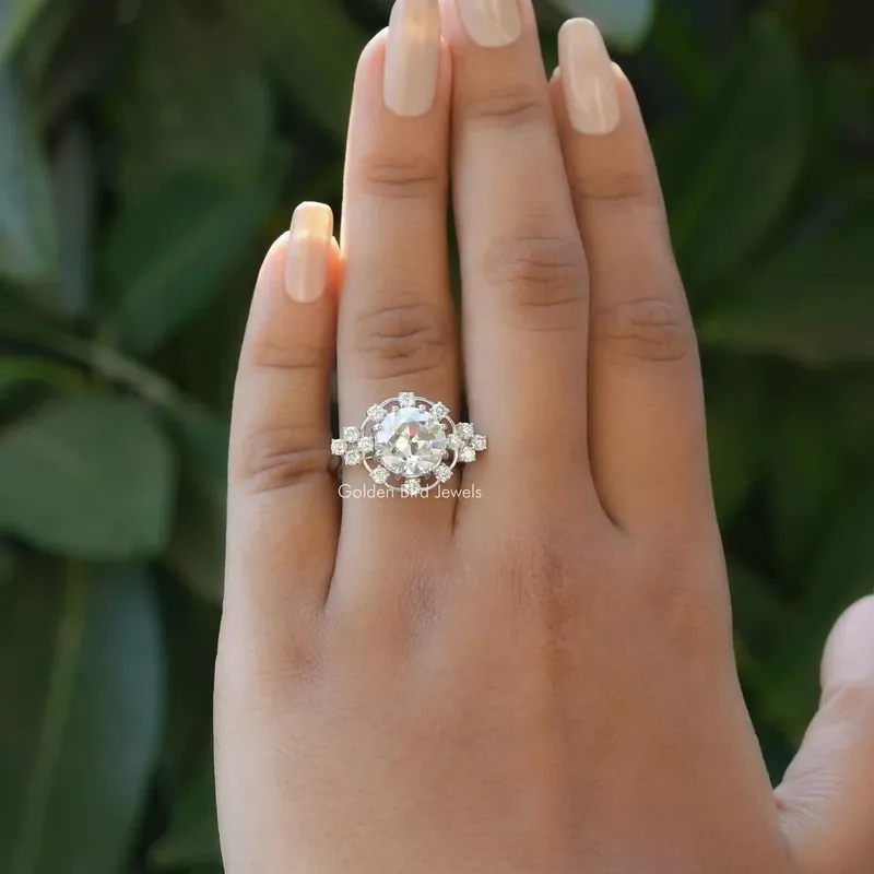 Old European Round Cut Moissanite Proposal Ring vy 2