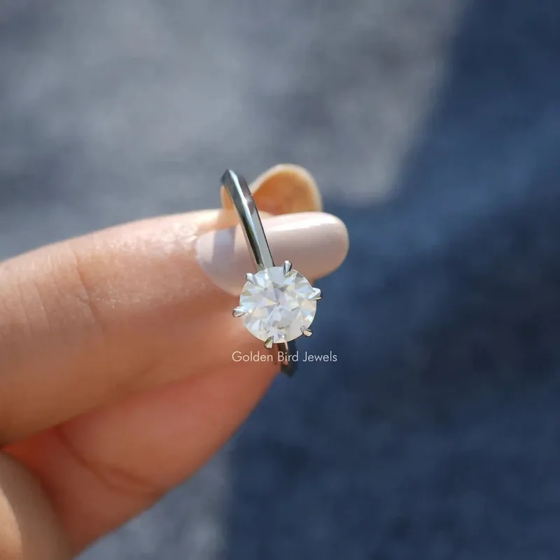 Old European Round Cut Moissanite Proposal Ring view 3