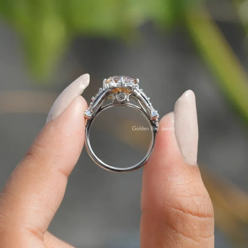 Old European Round Cut Moissanite Ring vy 4
