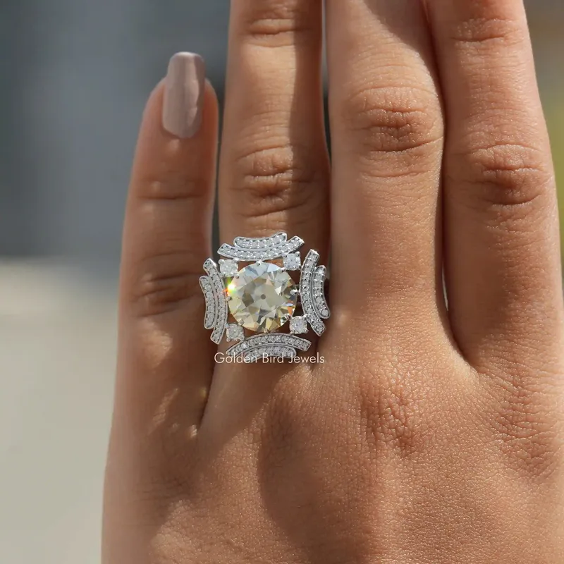 Old European Round Cut Moissanite Ring vy 4