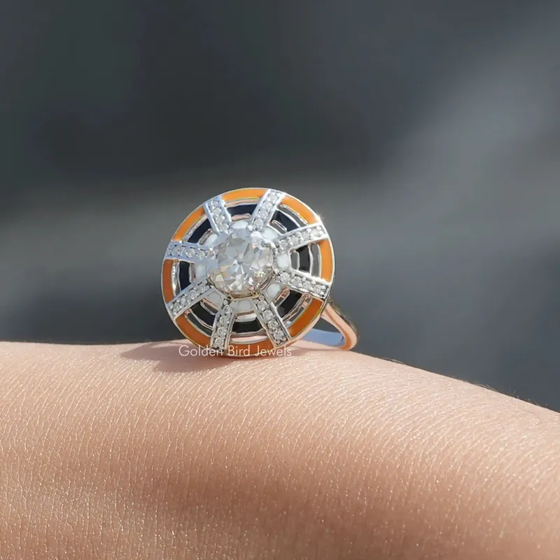 Old European Round Cut Moissanite Ring vy 2