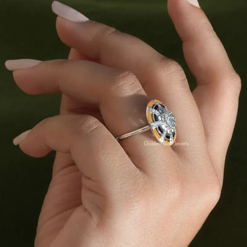 Old European Round Cut Moissanite Ring vy 6