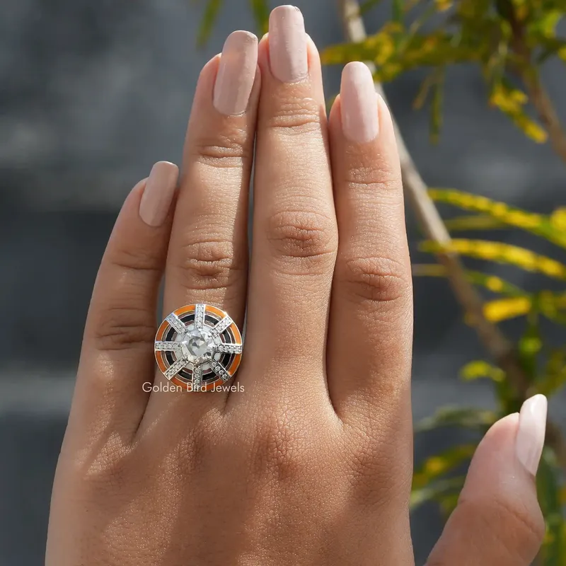 Old European Round Cut Moissanite Ring vy 3