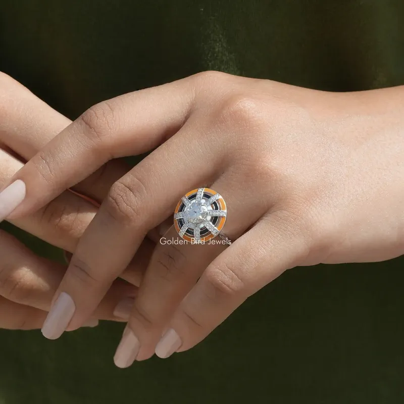 Old European Round Cut Moissanite Ring vy 5