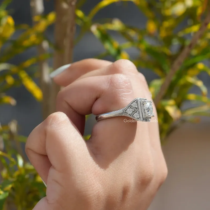 Old European Round Cut Moissanite Vintage Ring view 6
