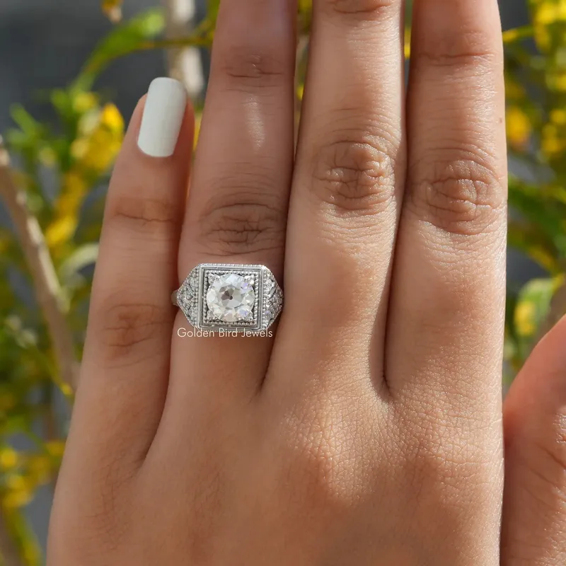 Old European Round Cut Moissanite Vintage Ring view 7