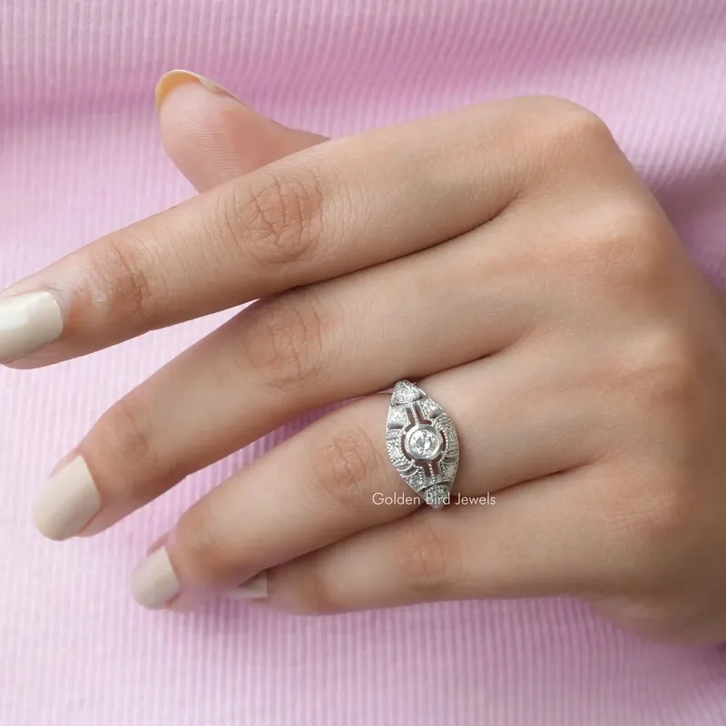 Old European Round Cut Moissanite Vintage Ring view 6