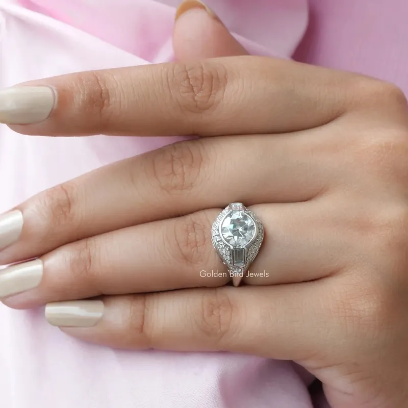 Old European Round Cut Moissanite Vintage Ring view 6