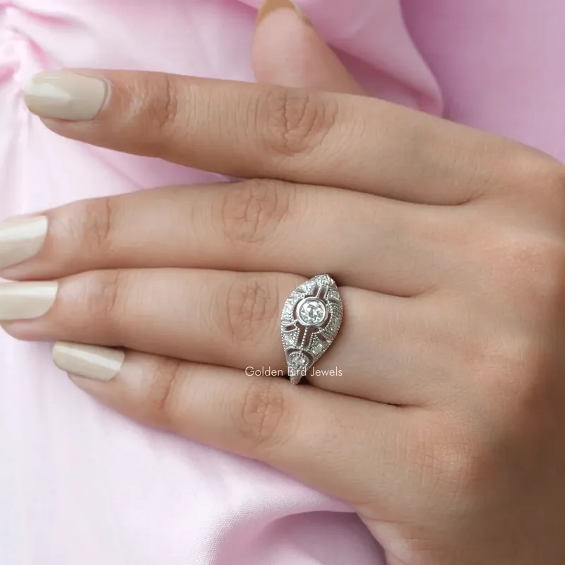Old European Round Cut Moissanite Vintage Ring view 3
