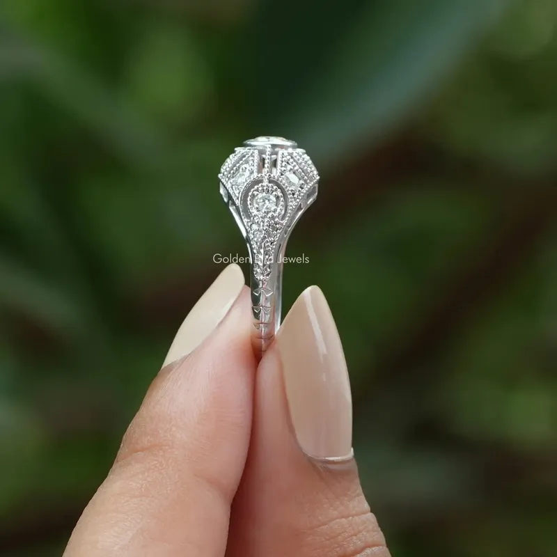 Old European Round Cut Moissanite Vintage Ring view 8