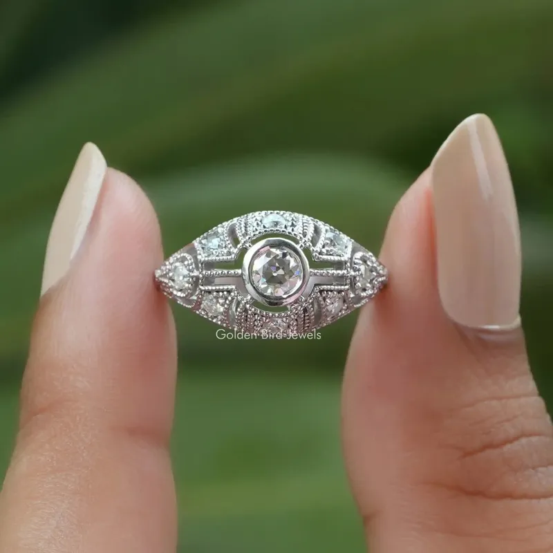 Old European Round Cut Moissanite Vintage Ring engagement ring