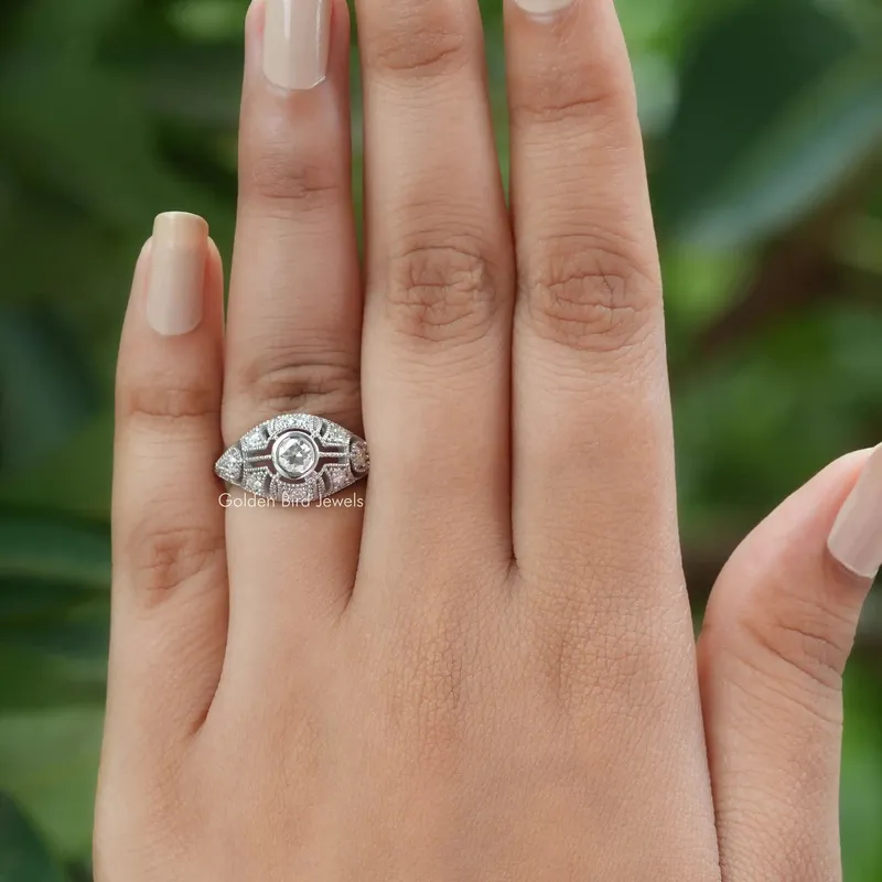 Old European Round Cut Moissanite Vintage Ring view 4