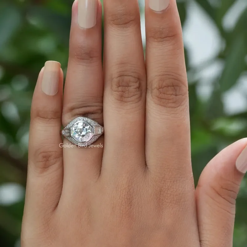 Old European Round Cut Moissanite Vintage Ring view 5