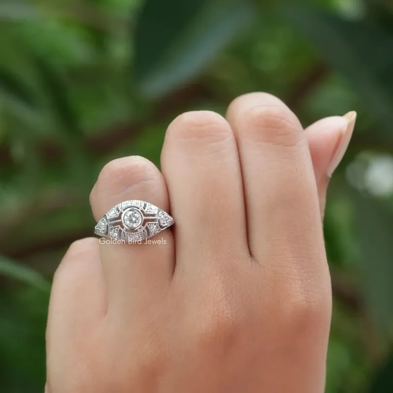 Old European Round Cut Moissanite Vintage Ring view 5