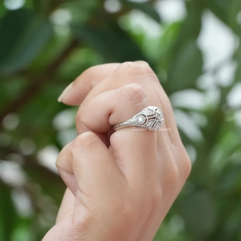 Old European Round Cut Moissanite Vintage Ring view 7
