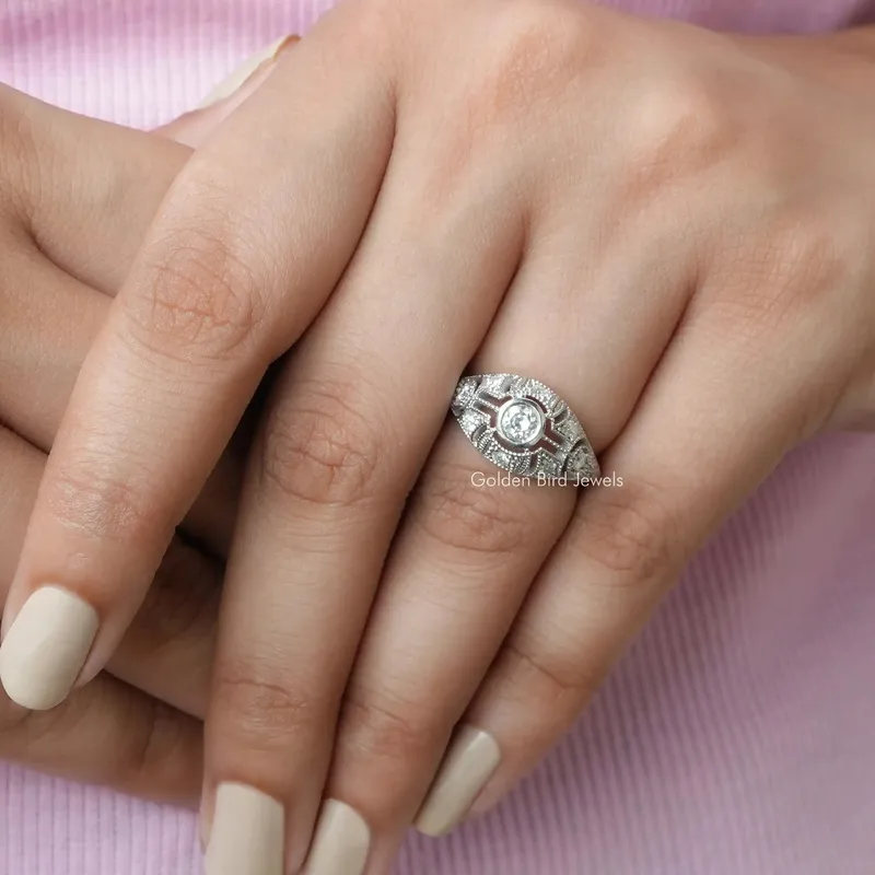 Old European Round Cut Moissanite Vintage Ring view 2