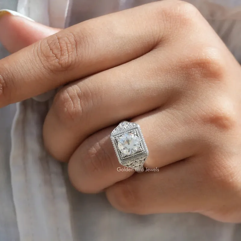 Old European Round Cut Moissanite Vintage Ring view 4