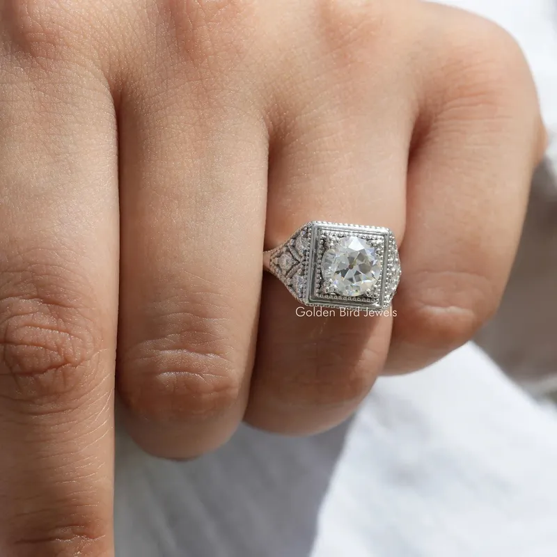 Old European Round Cut Moissanite Vintage Ring view 5
