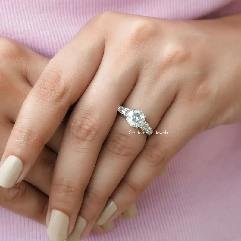 Old European Round Cut Three Stone Engagement Ring view 4