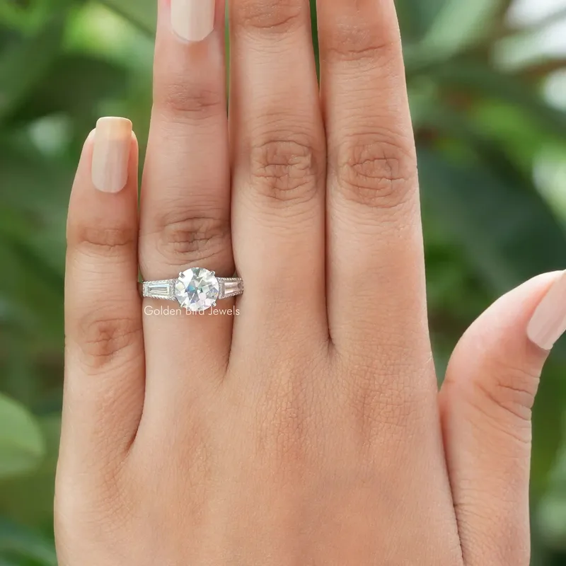 Old European Round Cut Three Stone Engagement Ring view 7