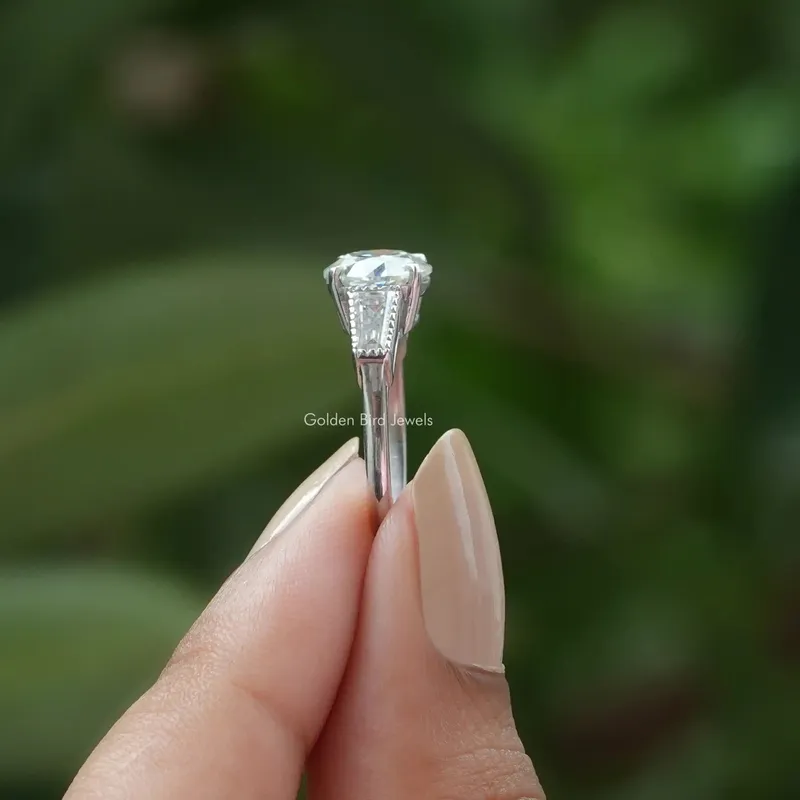 Old European Round Cut Three Stone Engagement Ring view 2