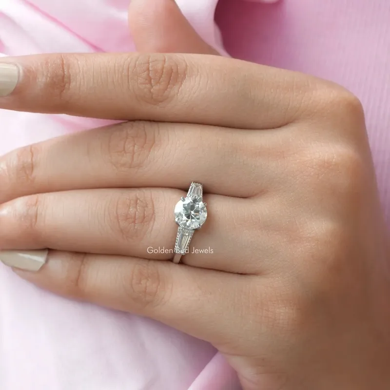 Old European Round Cut Three Stone Engagement Ring view 5