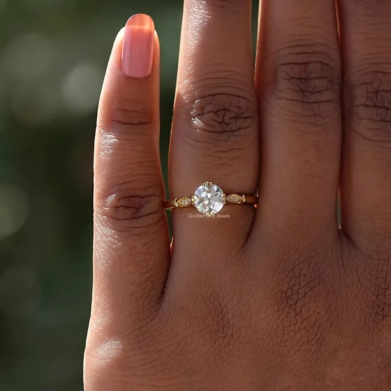 Old European Round Moissanite Accent Ring vy 5
